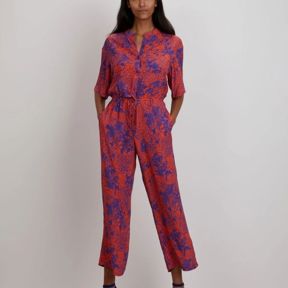 Women's Orange & Purple Floral Print Jumpsuit